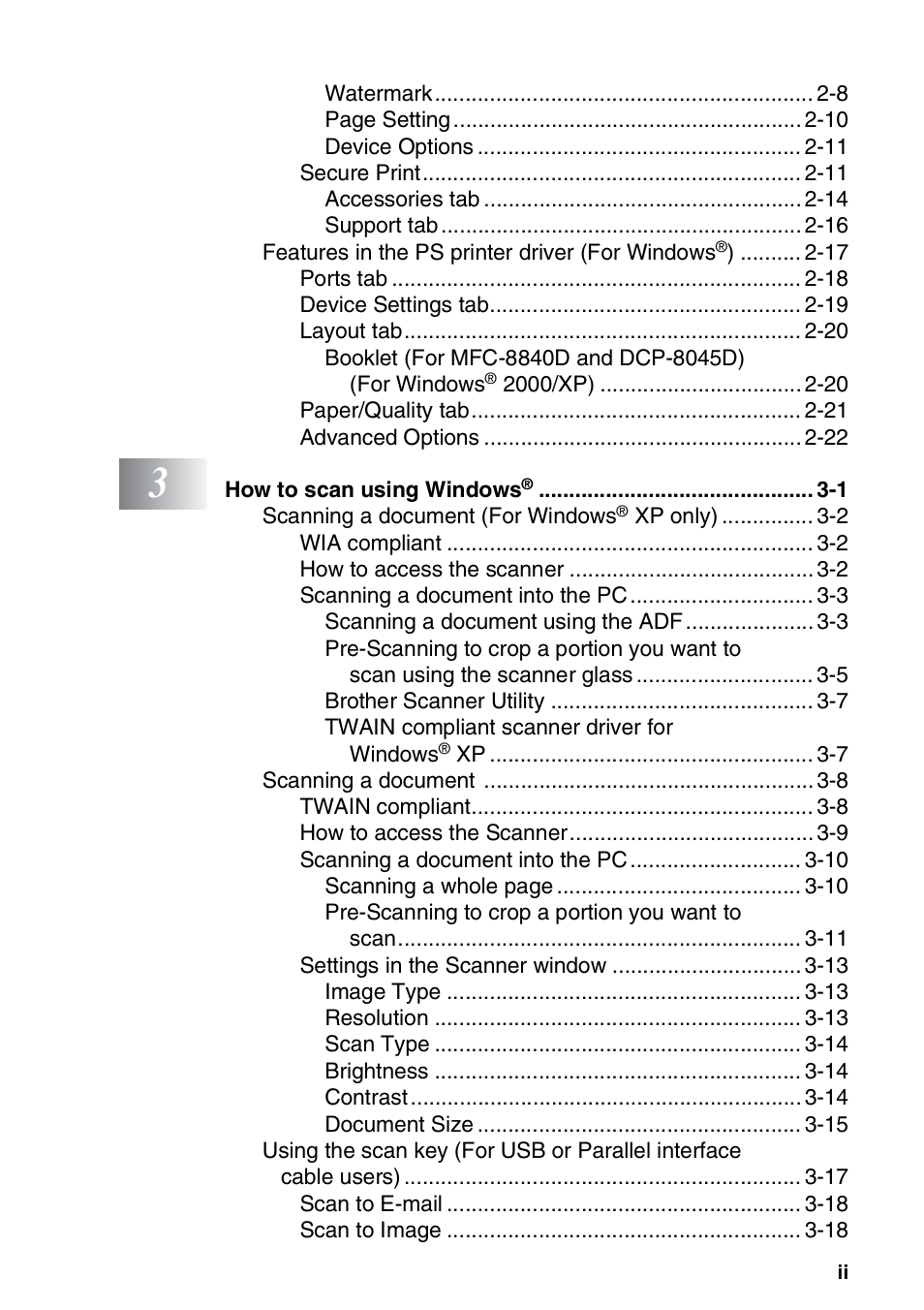 Brother MFC 8840D A User Manual | Page 3 / 183