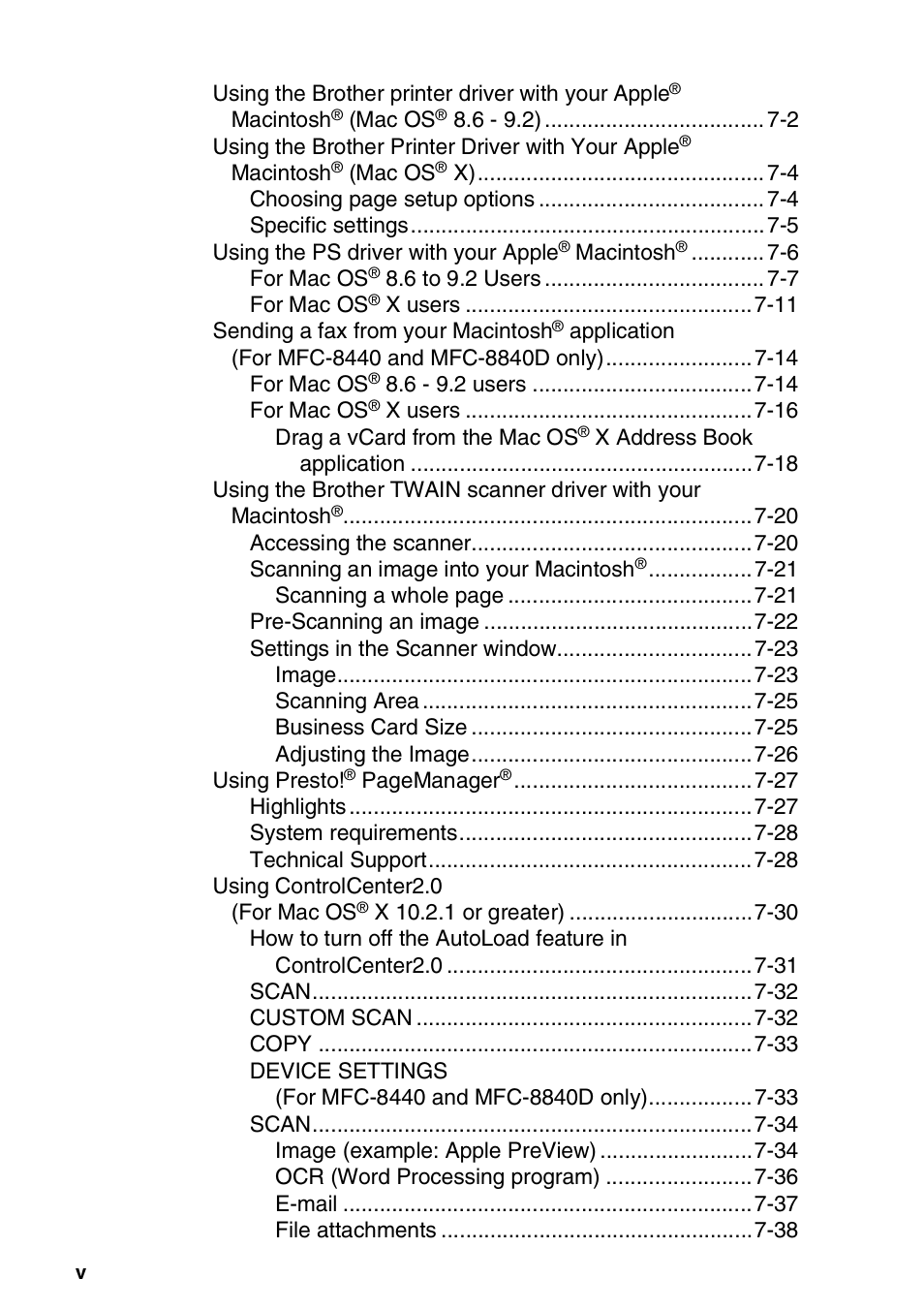 Brother MFC 8840D A User Manual | Page 6 / 183