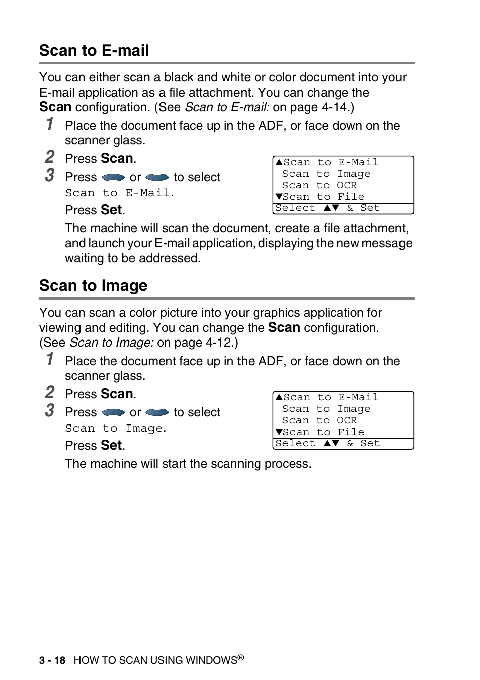 Scan to e-mail, Scan to image, Scan to e-mail -18 scan to image -18 | Brother MFC 8840D A User Manual | Page 66 / 183