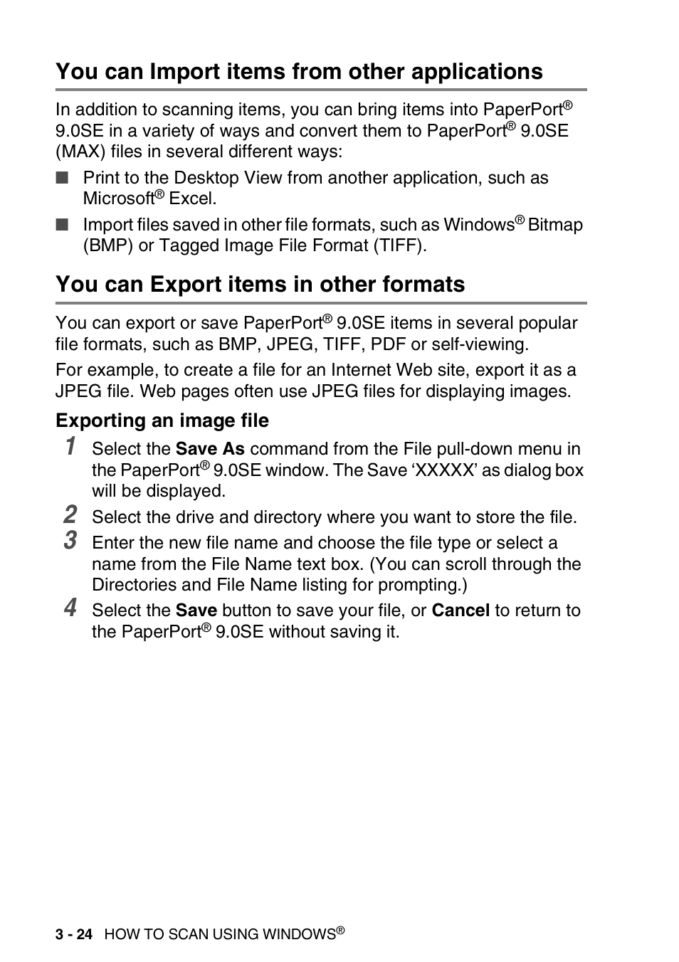 You can import items from other applications, You can export items in other formats, Exporting an image file | Exporting an image file -24 | Brother MFC 8840D A User Manual | Page 72 / 183