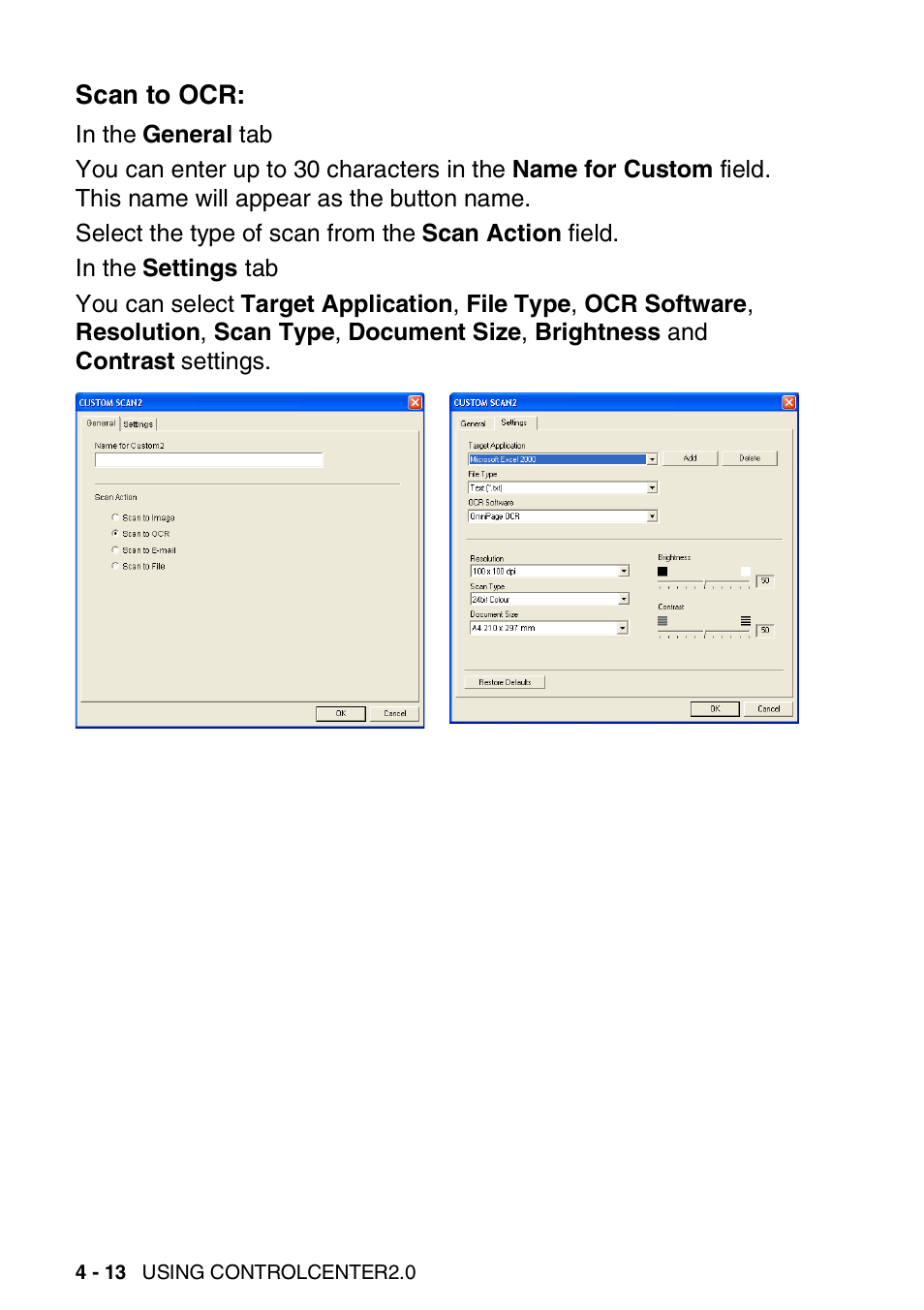 Scan to ocr, Scan to ocr: -13 | Brother MFC 8840D A User Manual | Page 86 / 183