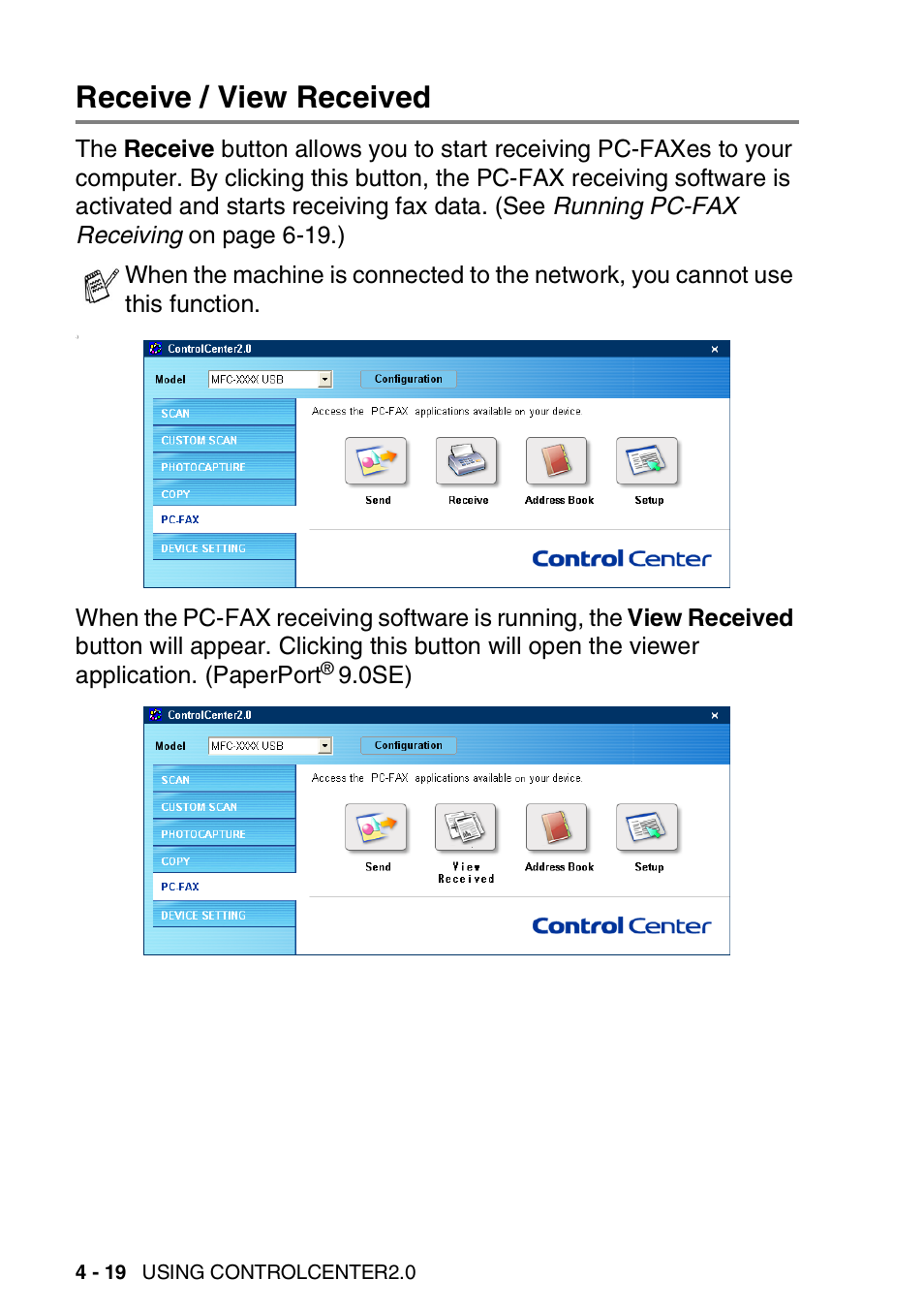 Receive / view received, Receive / view received -19 | Brother MFC 8840D A User Manual | Page 92 / 183