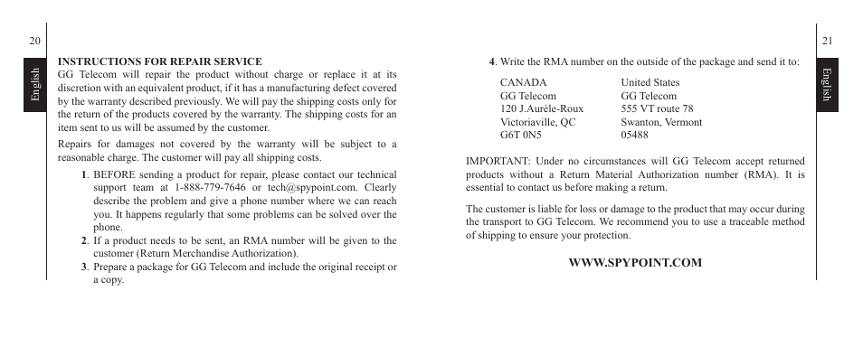 SPYPOINT IRB-W-B User Manual | Page 11 / 33