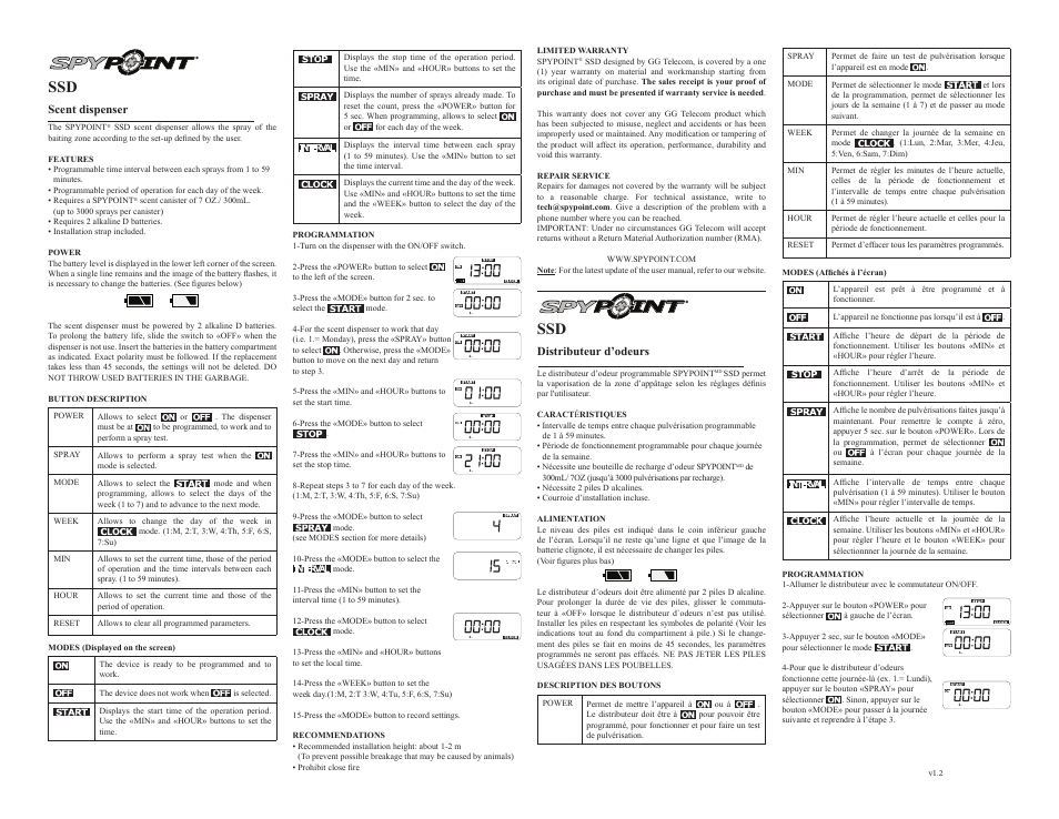 SPYPOINT SSD User Manual | 2 pages