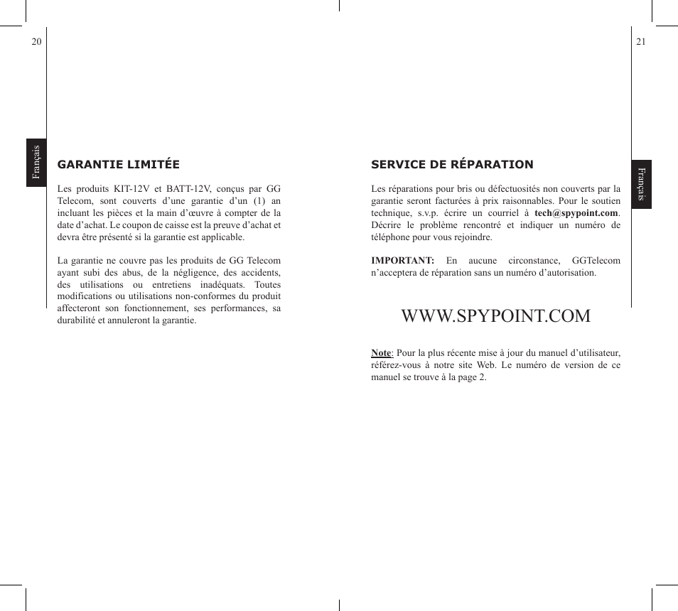 SPYPOINT KIT-12V User Manual | Page 11 / 16