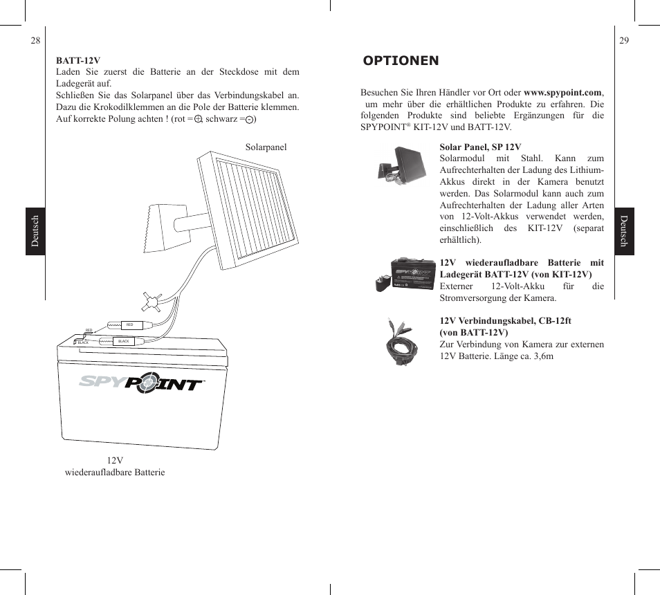 Optionen | SPYPOINT KIT-12V User Manual | Page 15 / 16