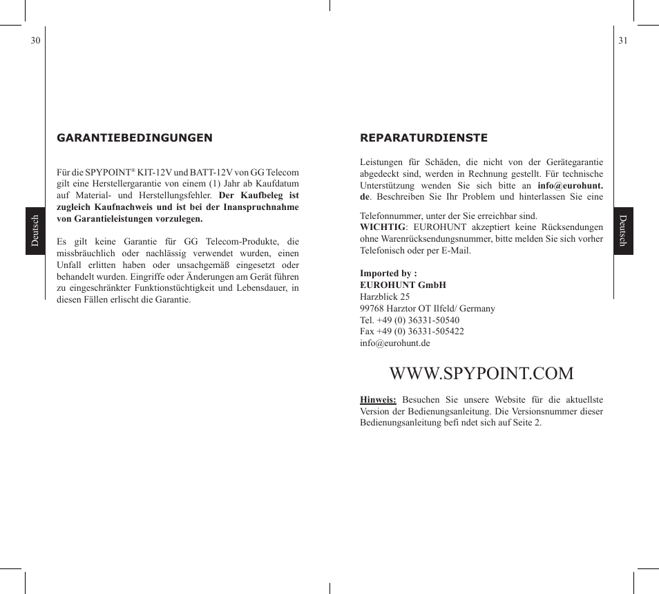 SPYPOINT KIT-12V User Manual | Page 16 / 16