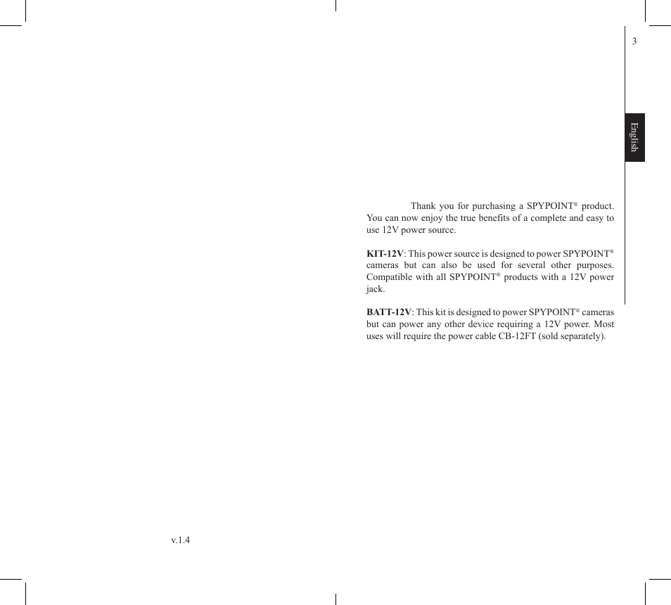 SPYPOINT KIT-12V User Manual | Page 2 / 16