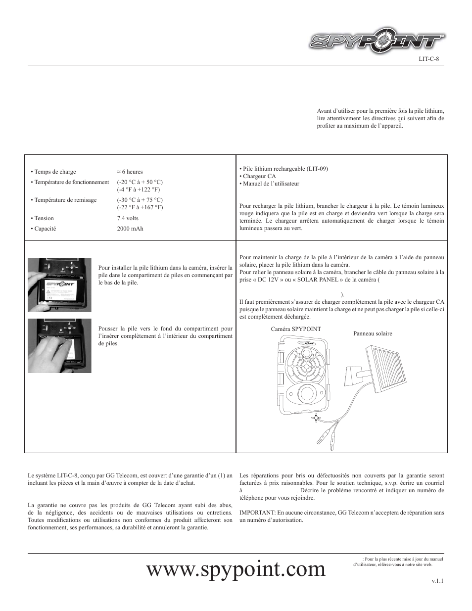 SPYPOINT LIT-C-8 User Manual | Page 2 / 3