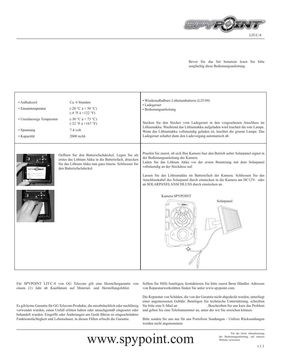 SPYPOINT LIT-C-8 User Manual | Page 3 / 3