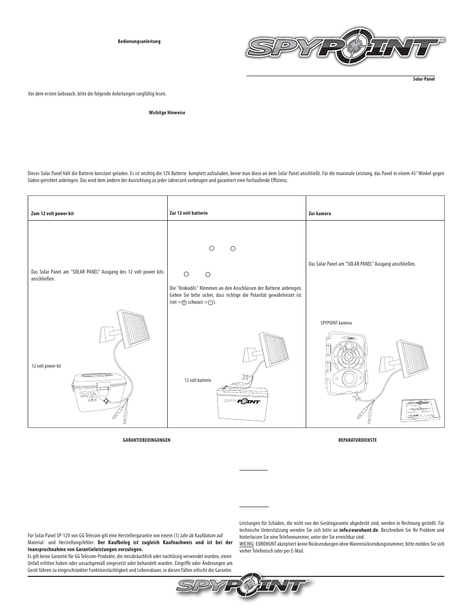 SPYPOINT SP-12V User Manual | 1 page