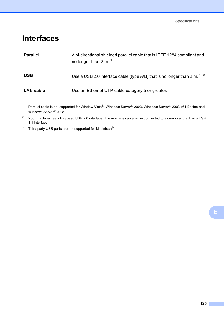 Interfaces | Brother DCP-8085DN User Manual | Page 132 / 143