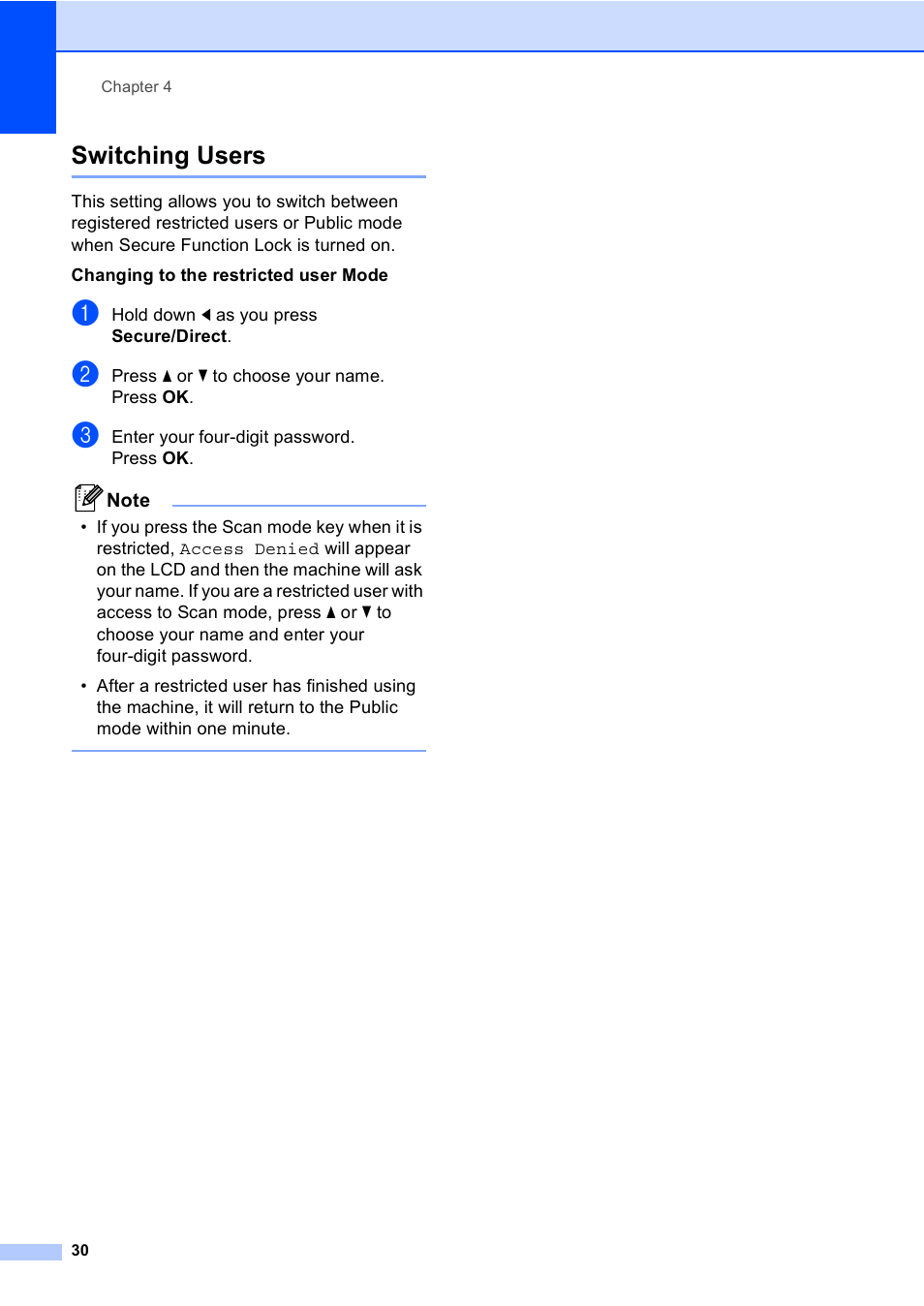 Switching users | Brother DCP-8085DN User Manual | Page 37 / 143