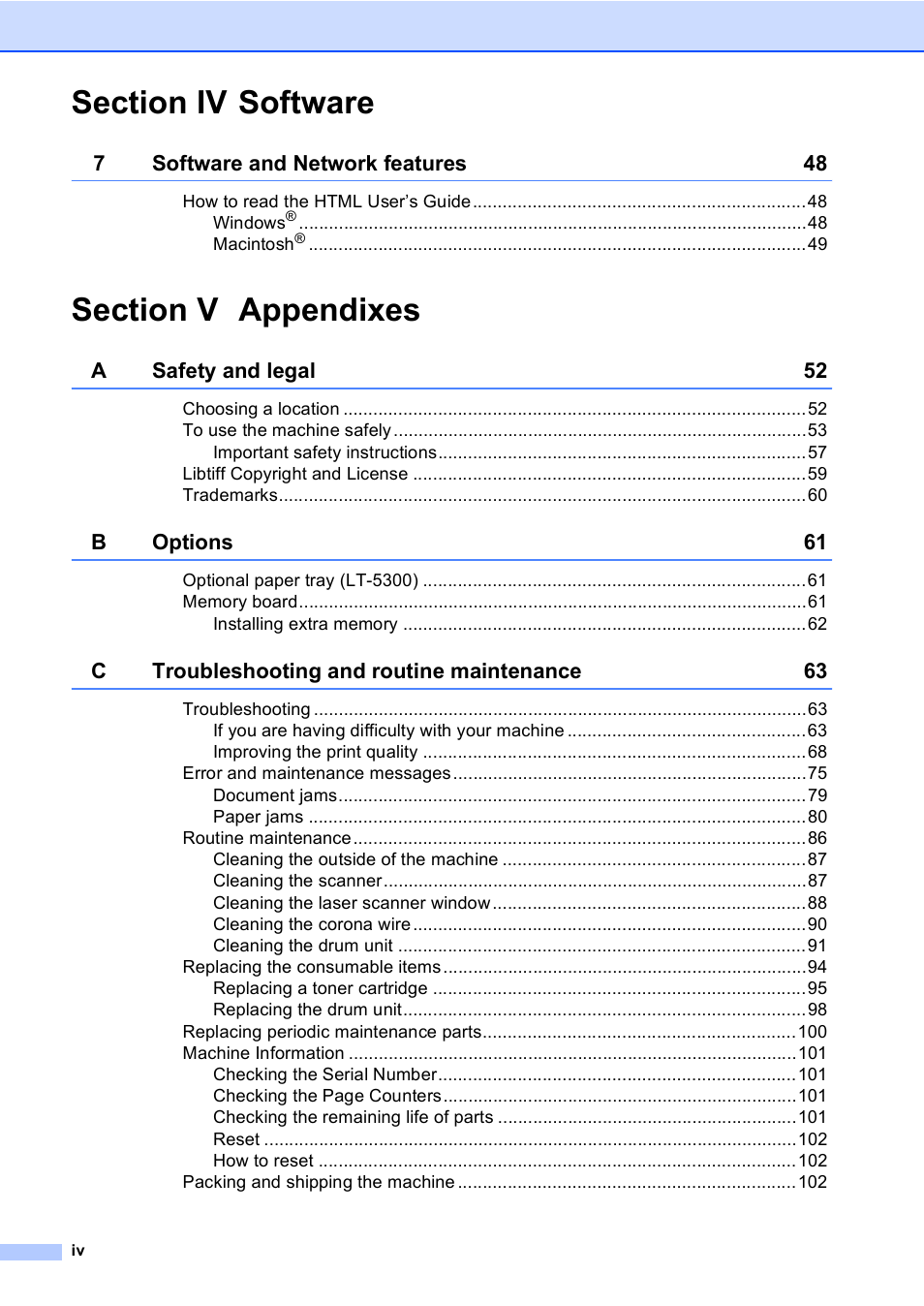 Brother DCP-8085DN User Manual | Page 6 / 143