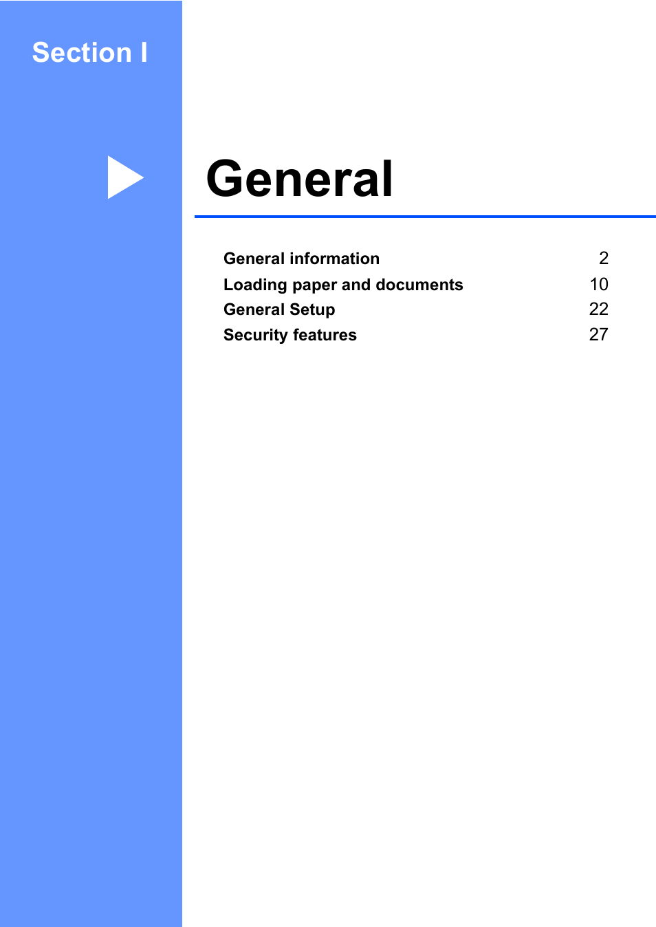 Section i: general, Section i general, General | Brother DCP-8085DN User Manual | Page 8 / 143