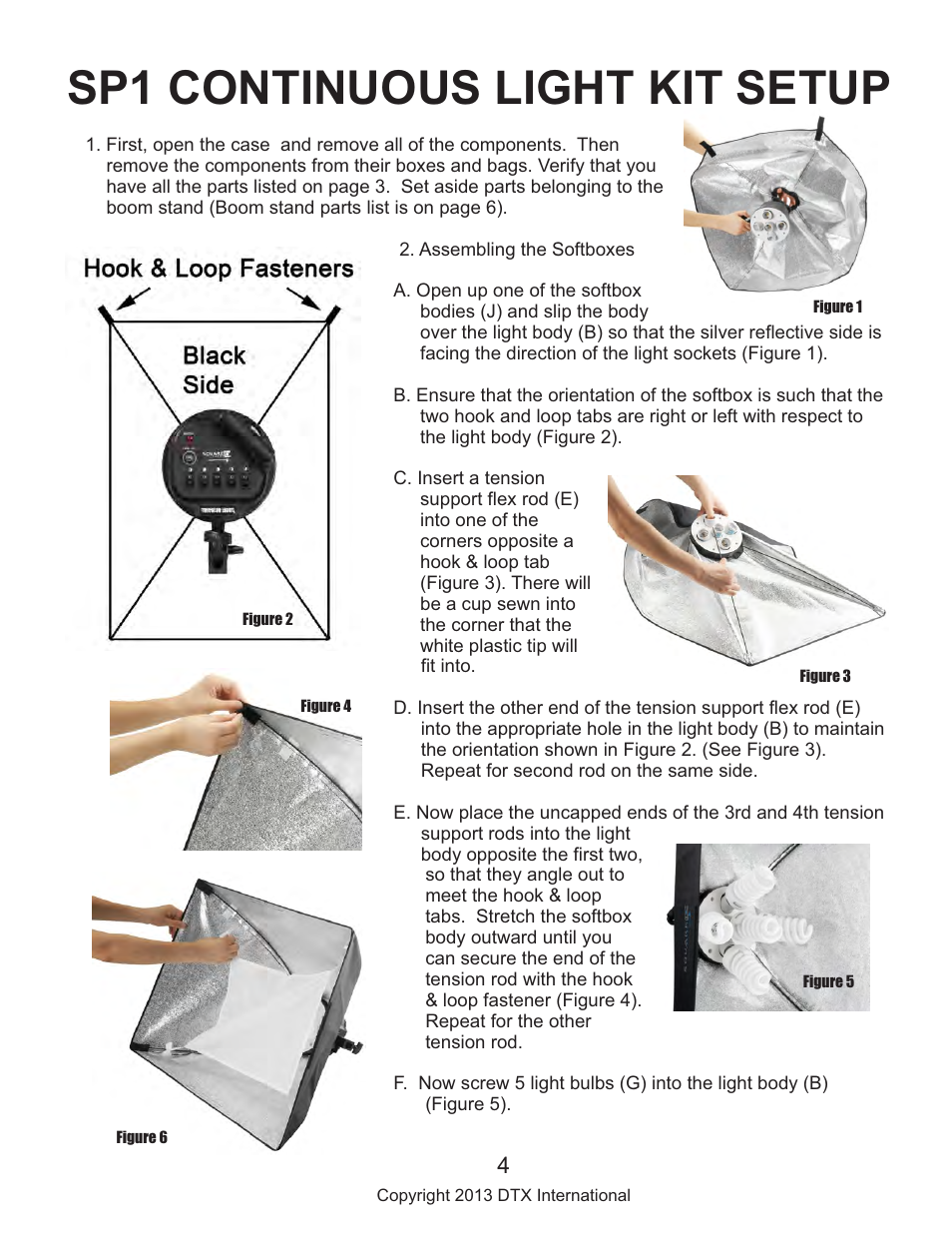 Sp1 continuous light kit setup | Square Perfect 815 SP1 Light Kit User Manual | Page 4 / 8
