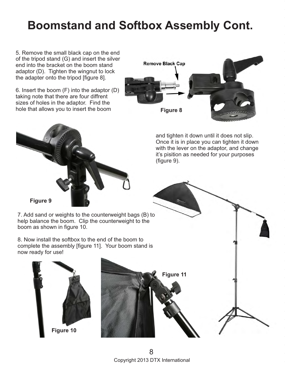 Boomstand and softbox assembly cont | Square Perfect 815 SP1 Light Kit User Manual | Page 8 / 8