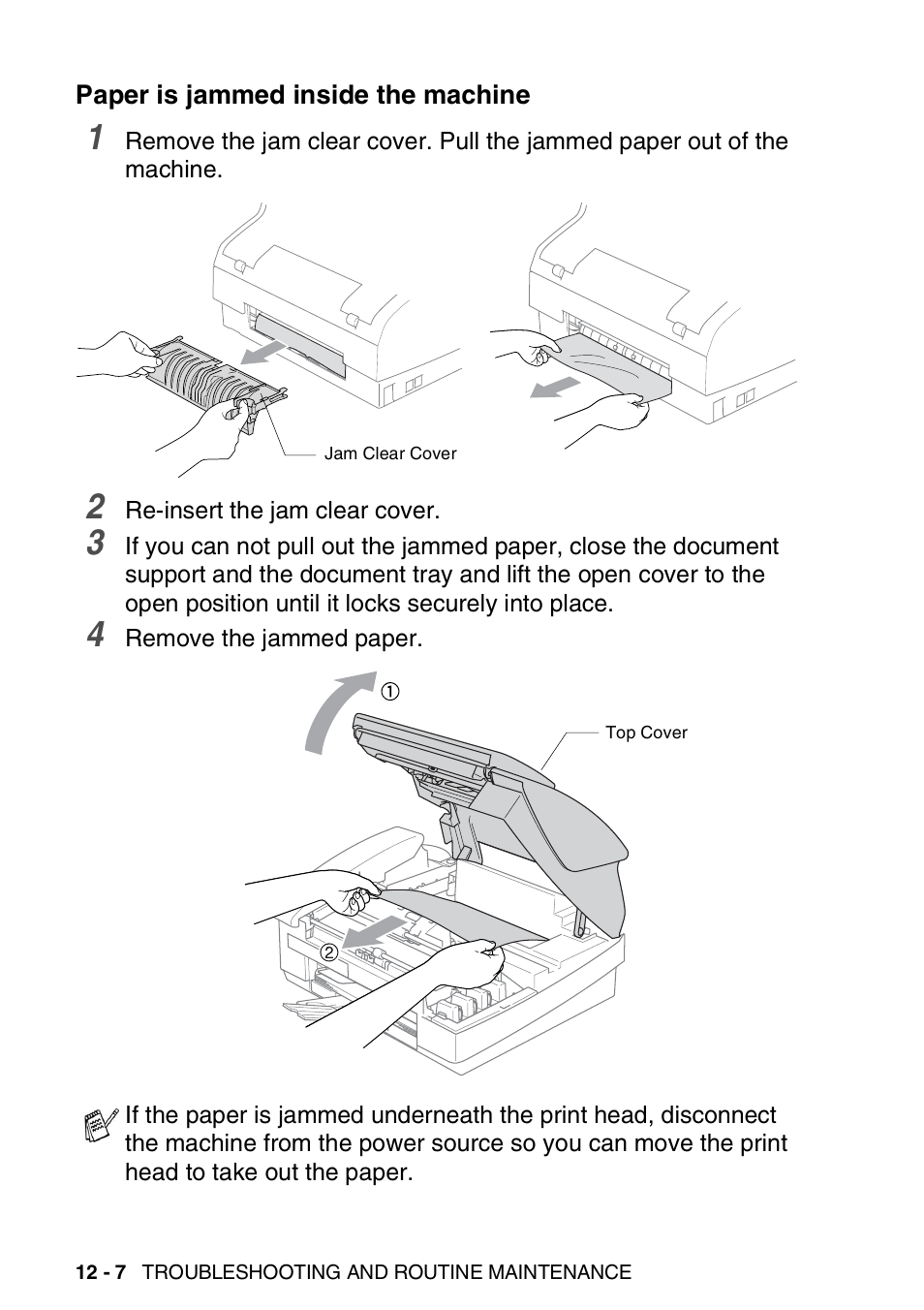 Paper is jammed inside the machine, Paper is jammed inside the machine -7 | Brother FAX-1940CN User Manual | Page 151 / 231