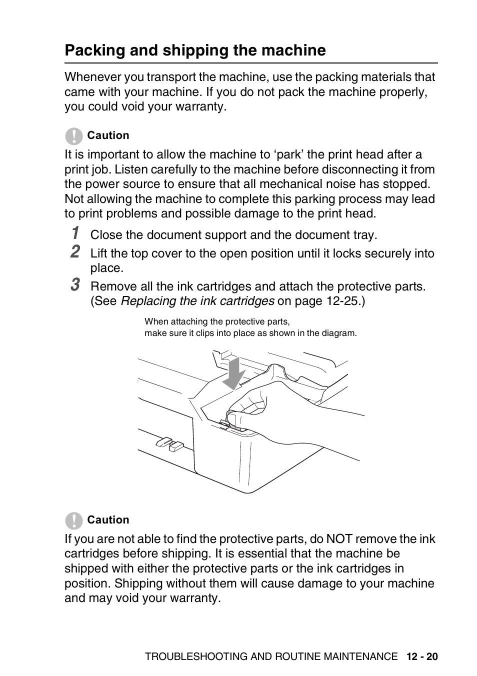 Packing and shipping the machine, Packing and shipping the machine -20 | Brother FAX-1940CN User Manual | Page 164 / 231