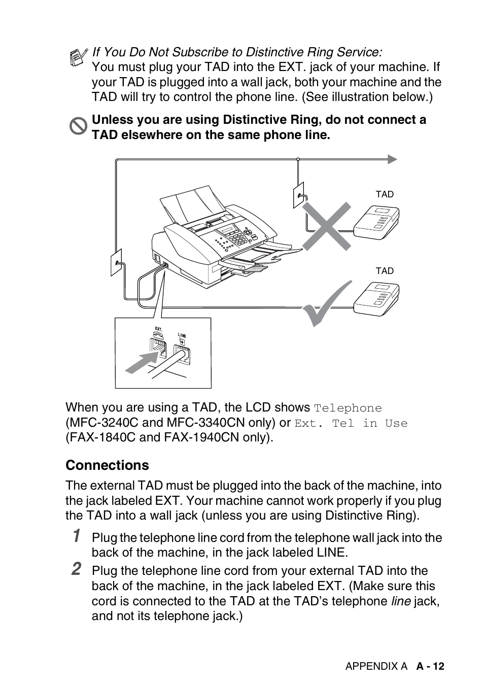 Connections | Brother FAX-1940CN User Manual | Page 184 / 231