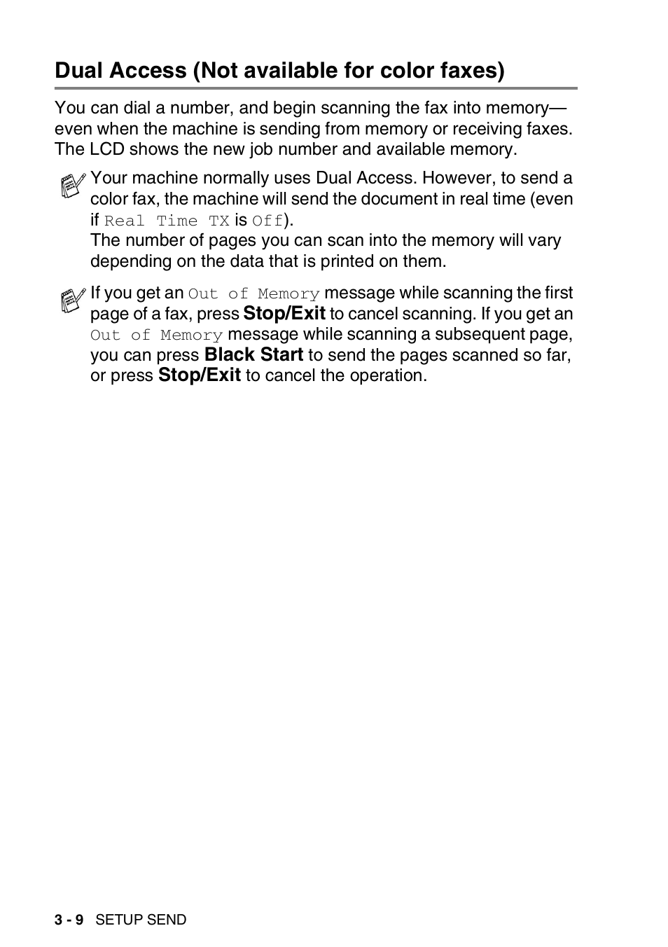 Dual access (not available for color faxes), Dual access (not available for color faxes) -9 | Brother FAX-1940CN User Manual | Page 61 / 231