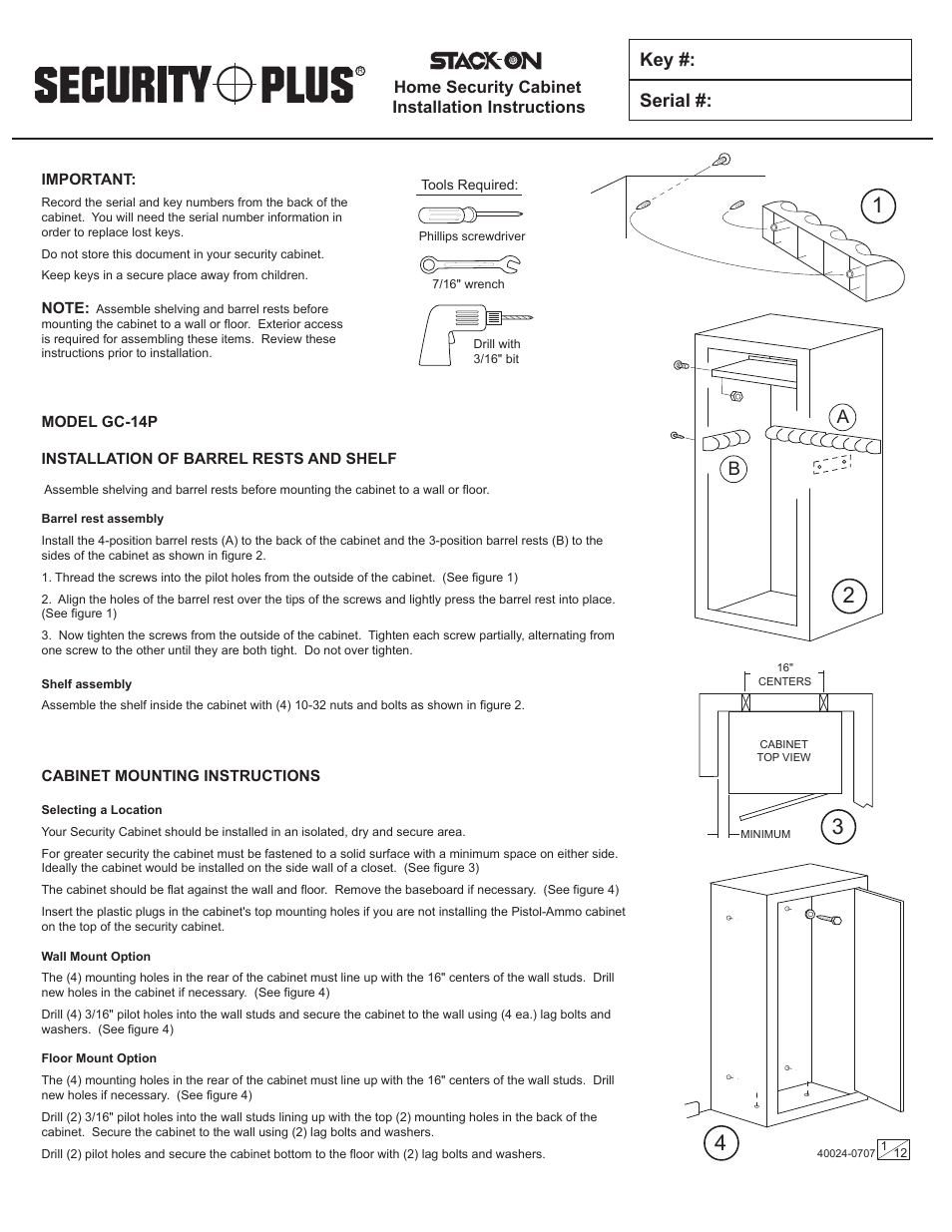 Stack-On GC-14P 40024-0707 User Manual | 12 pages