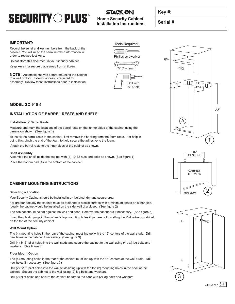 Stack-On GC-500-5 4472-0707 User Manual | 12 pages