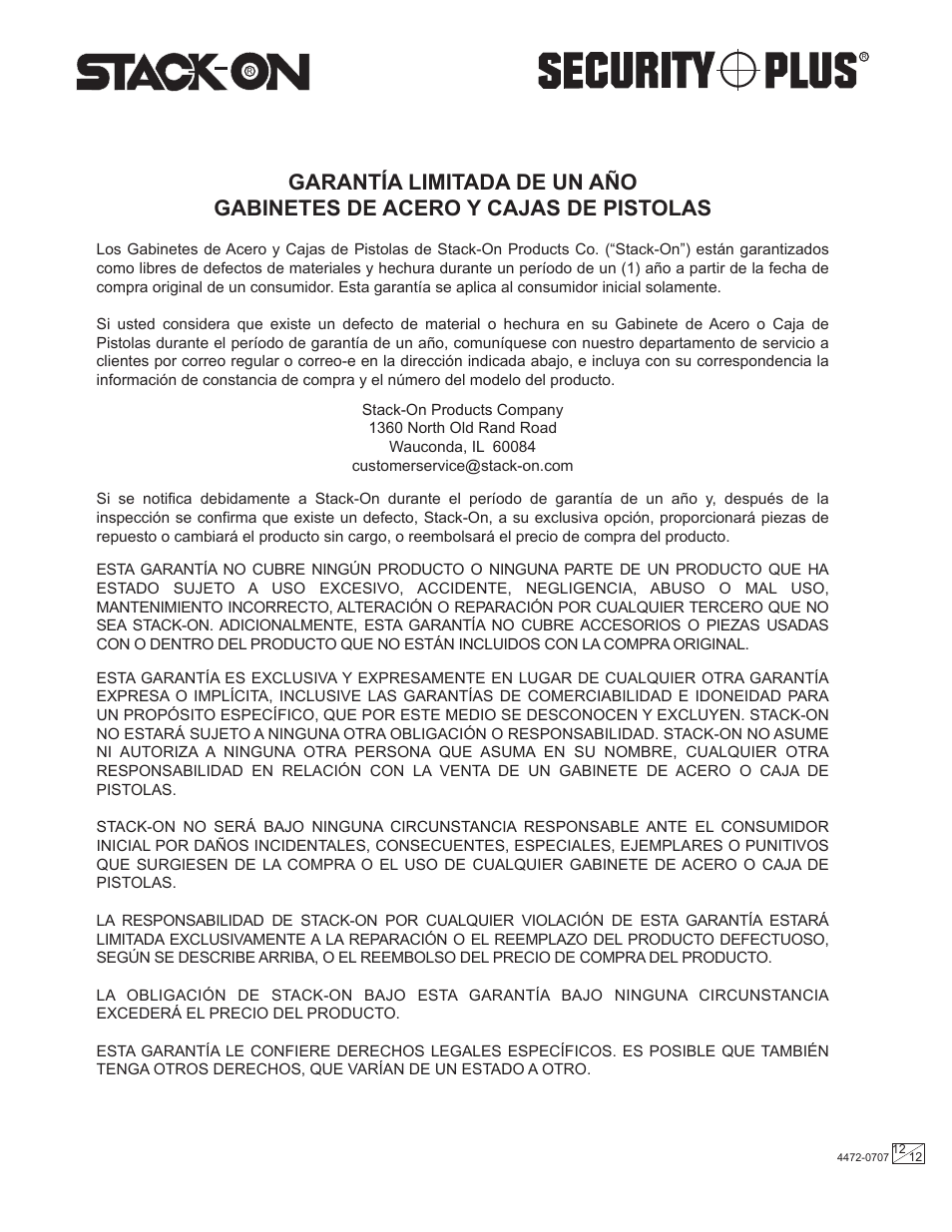 Stack-On GC-500-5 4472-0707 User Manual | Page 12 / 12