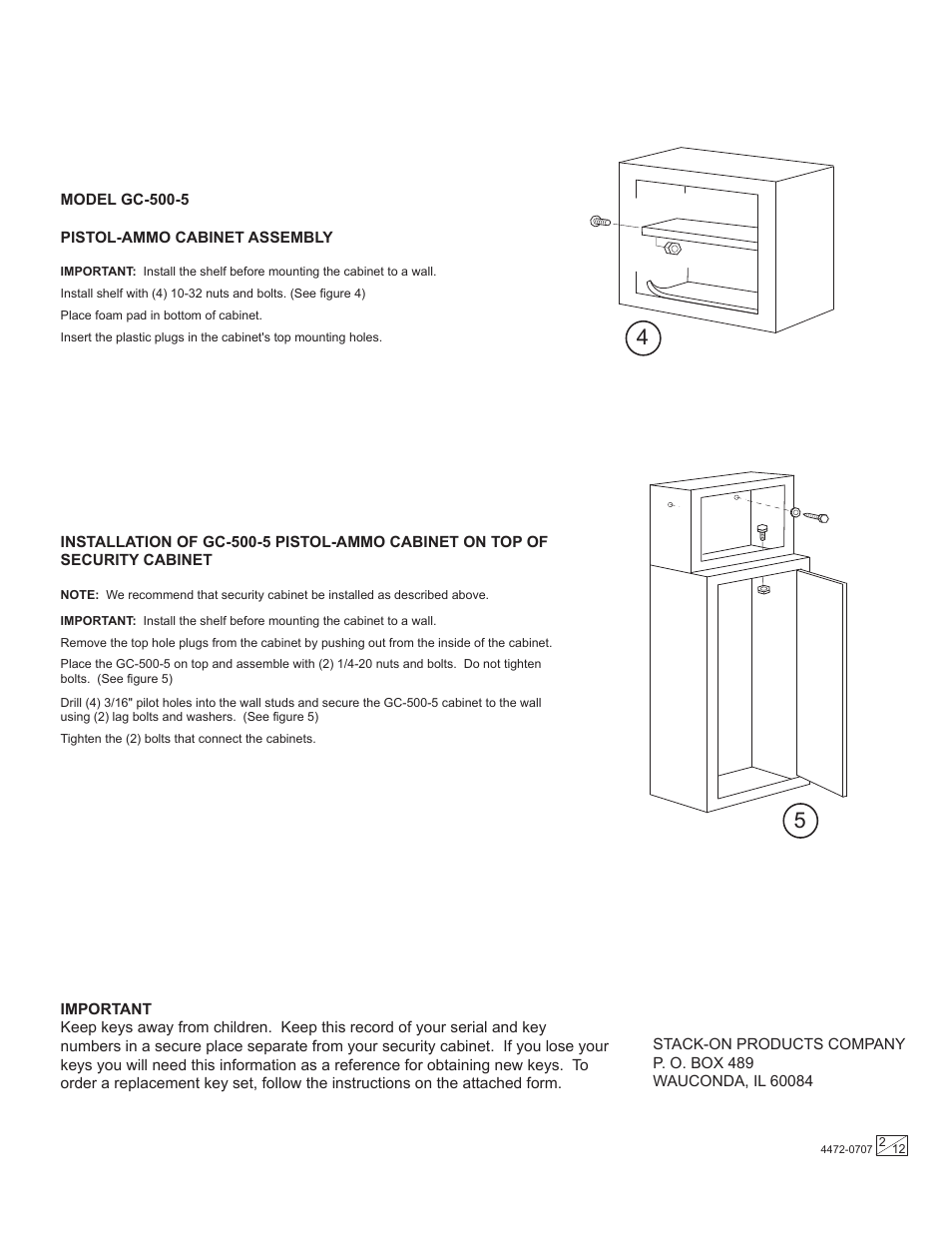 Stack-On GC-500-5 4472-0707 User Manual | Page 2 / 12