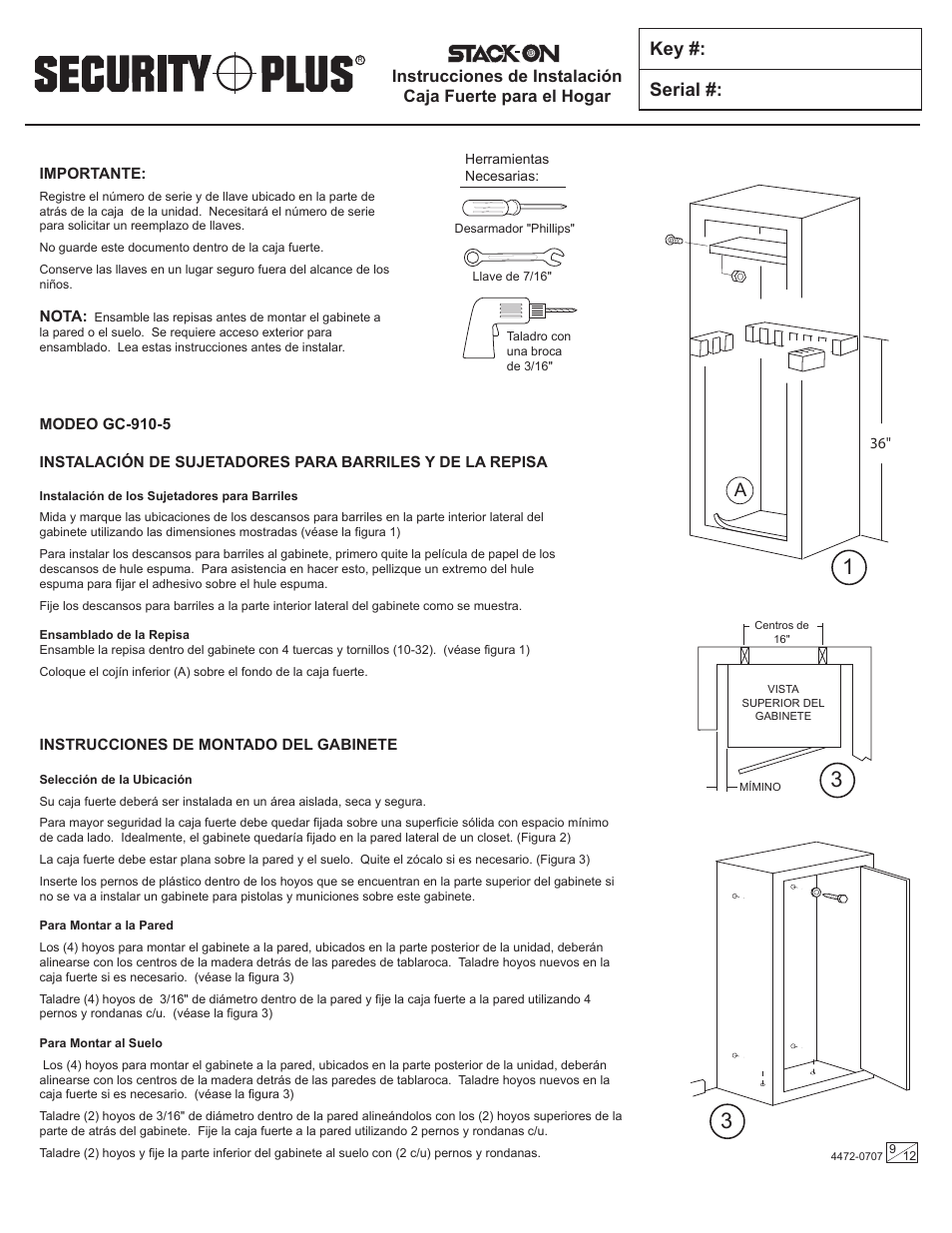 Key #: serial | Stack-On GC-500-5 4472-0707 User Manual | Page 9 / 12