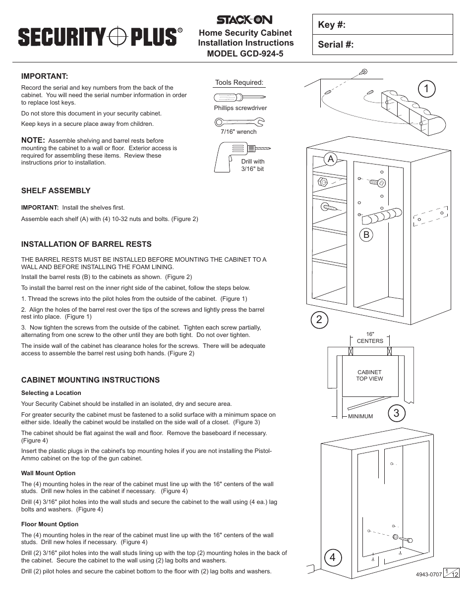 Stack-On GCD-924-5 4943-0707 User Manual | 12 pages