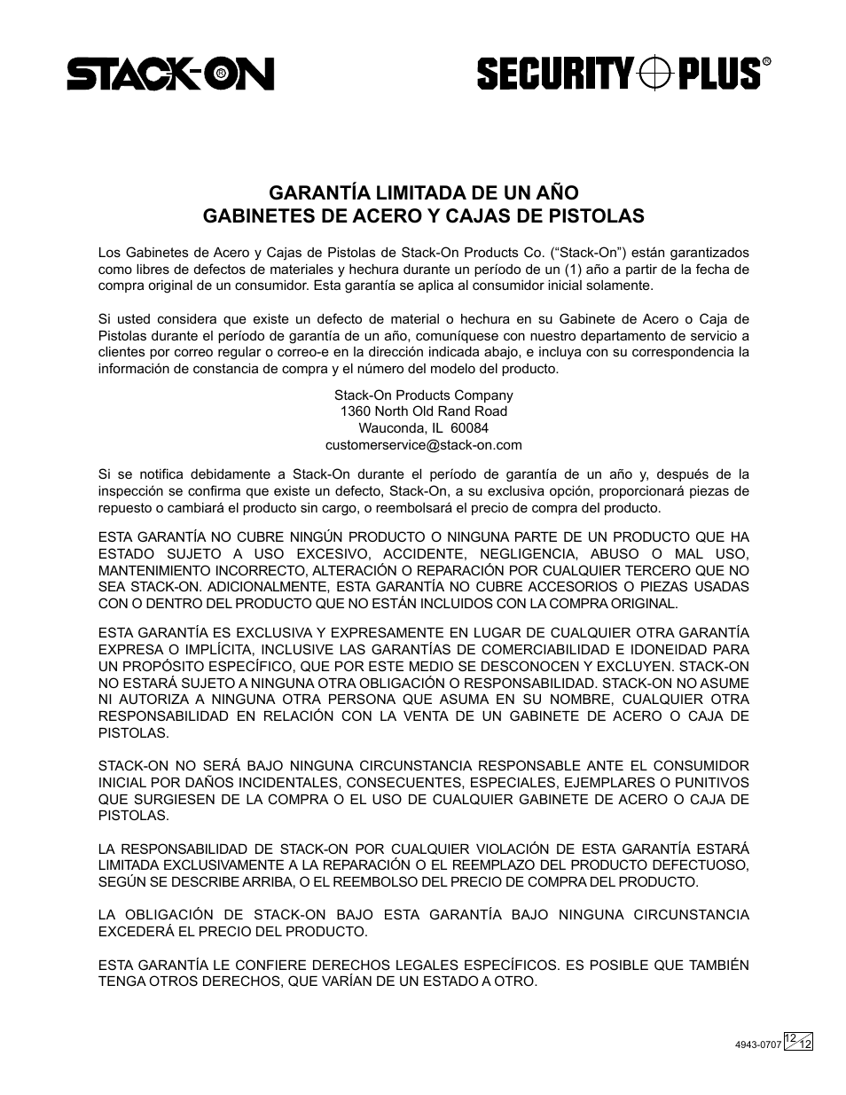 Stack-On GCD-924-5 4943-0707 User Manual | Page 12 / 12