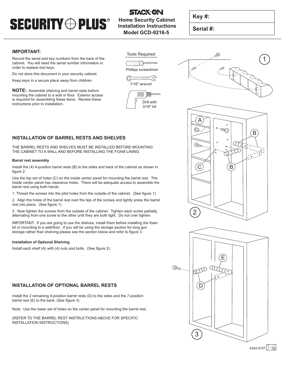 Stack-On GCD-9216-5 4254-0707 User Manual | 15 pages