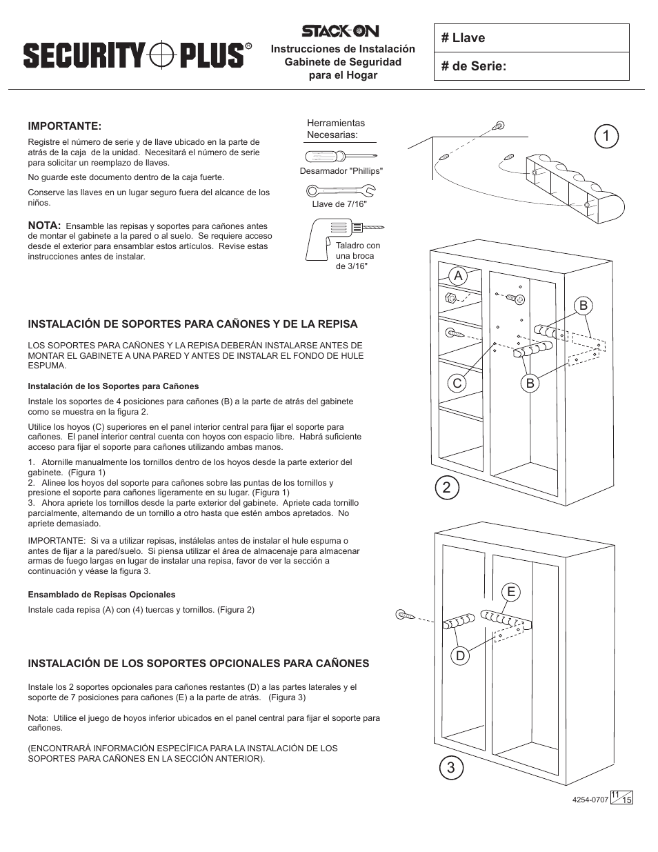 Llave # de serie, Ab b c | Stack-On GCD-9216-5 4254-0707 User Manual | Page 11 / 15