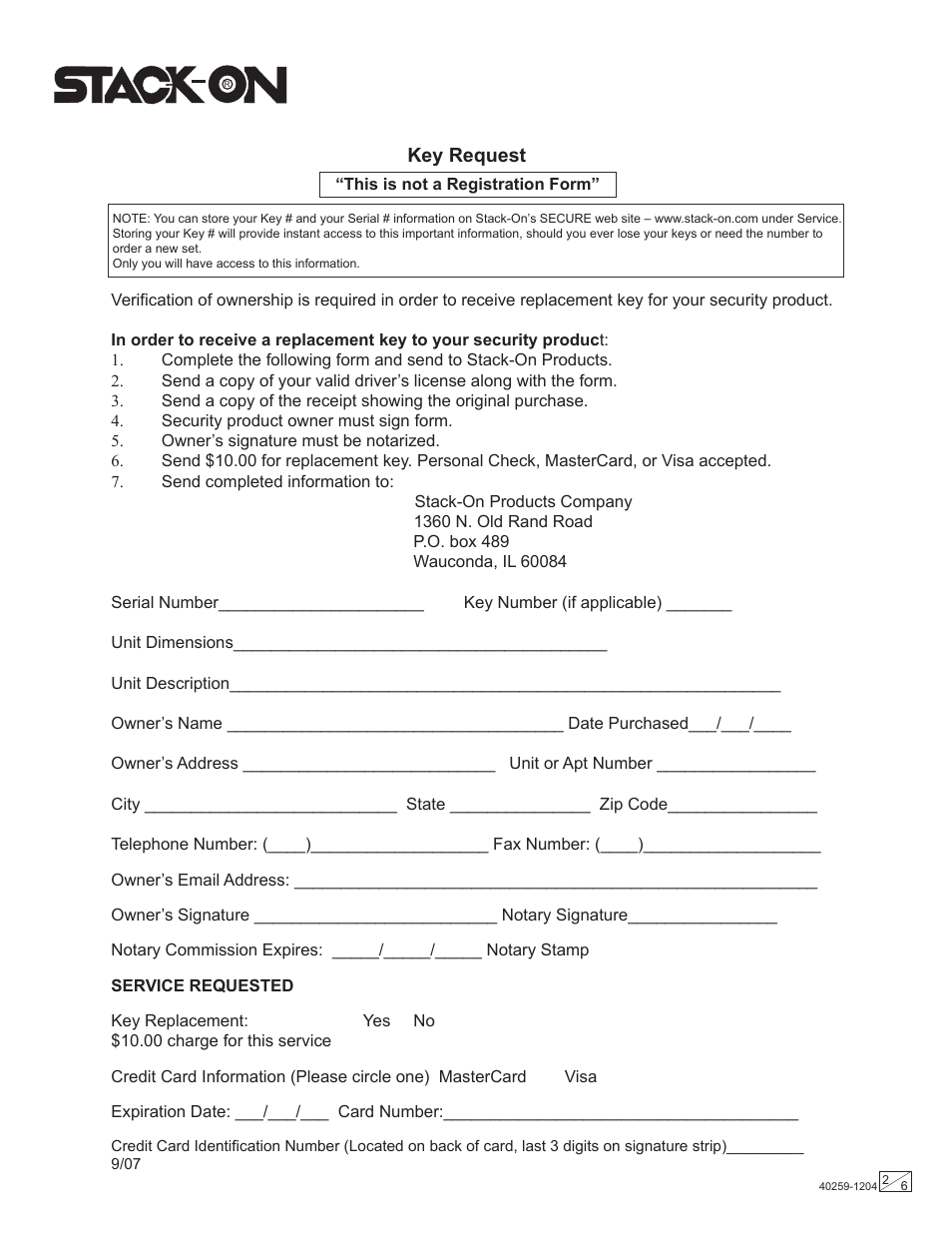 Key request | Stack-On PB-1102 User Manual | Page 2 / 6