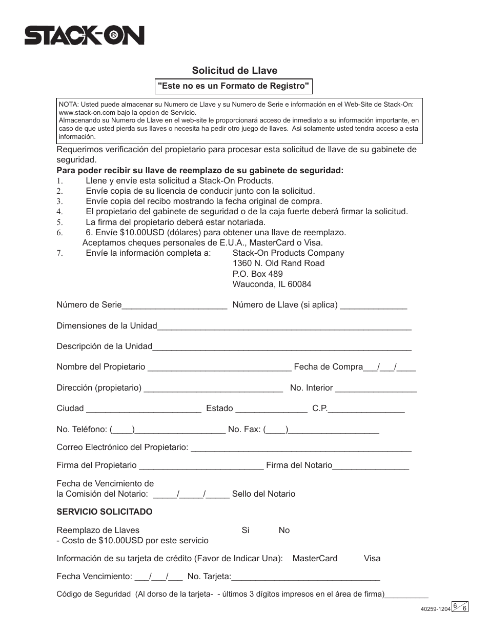 Stack-On PB-1102 User Manual | Page 6 / 6
