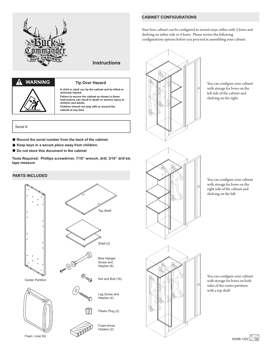 Stack-On AC-2 Bow Cabinet User Manual | 18 pages