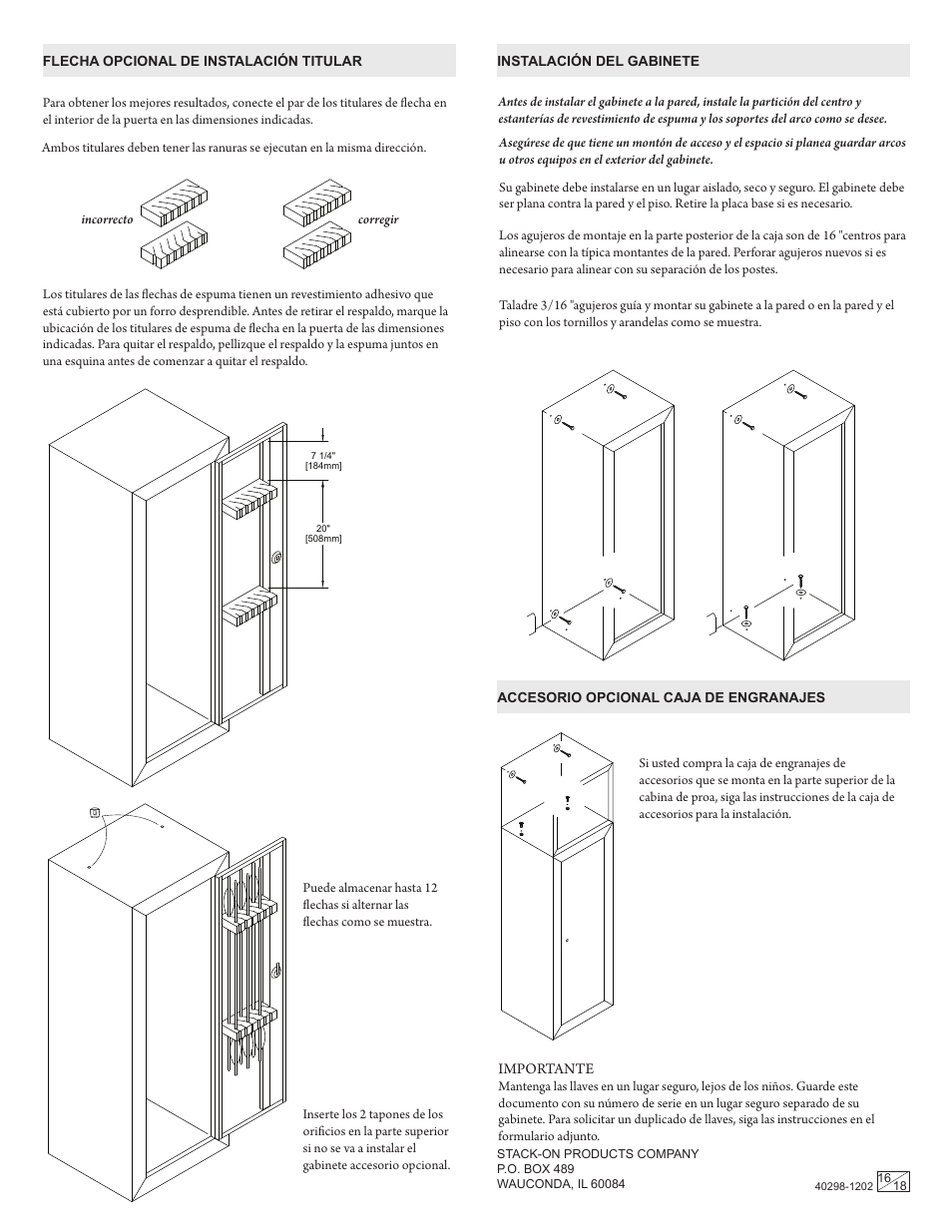 Stack-On AC-2 Bow Cabinet User Manual | Page 16 / 18