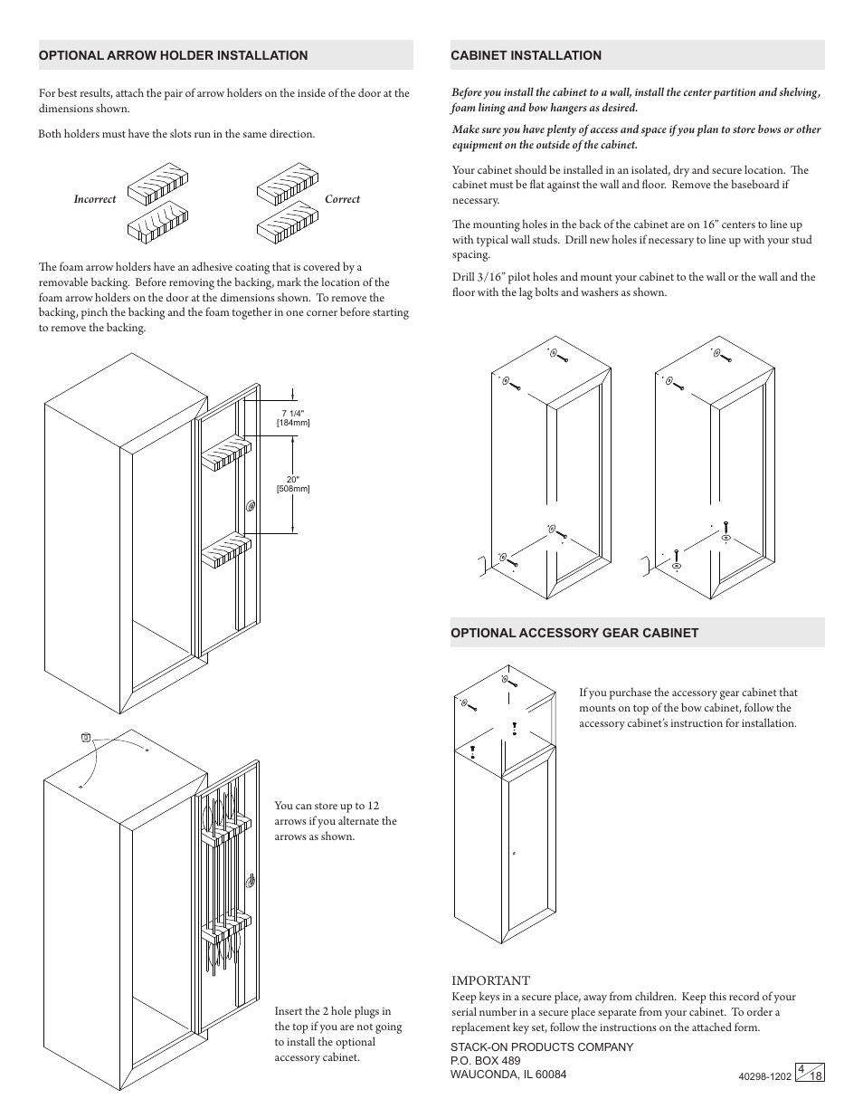 Stack-On AC-2 Bow Cabinet User Manual | Page 4 / 18