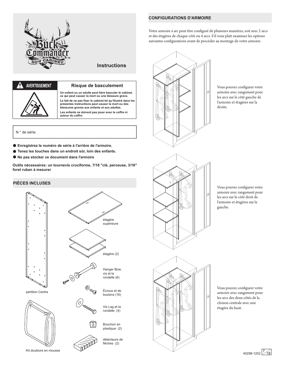 Portable case, Instructions | Stack-On AC-2 Bow Cabinet User Manual | Page 7 / 18