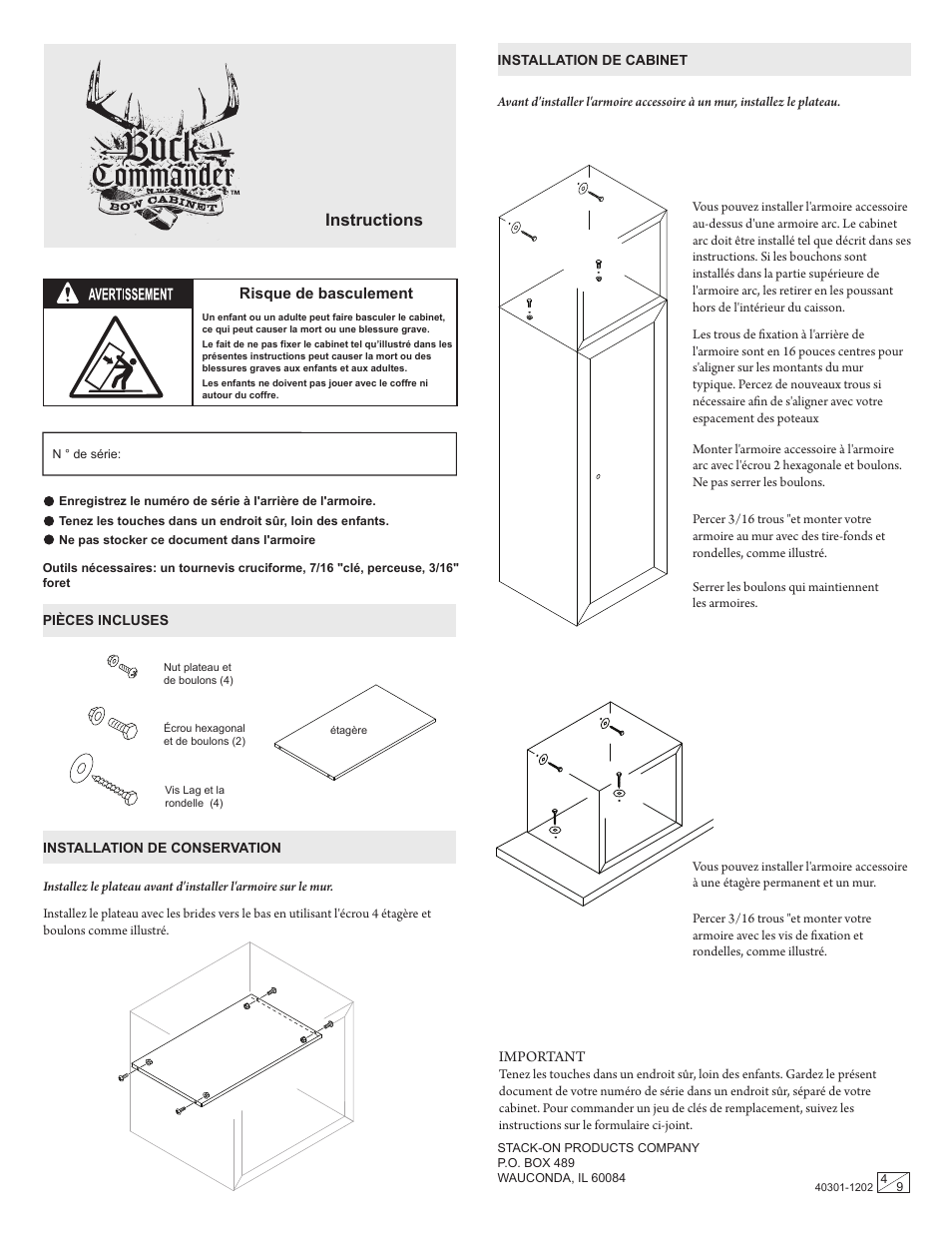 Portable case, Instructions | Stack-On AC-018 Accessory Cabinet User Manual | Page 4 / 9