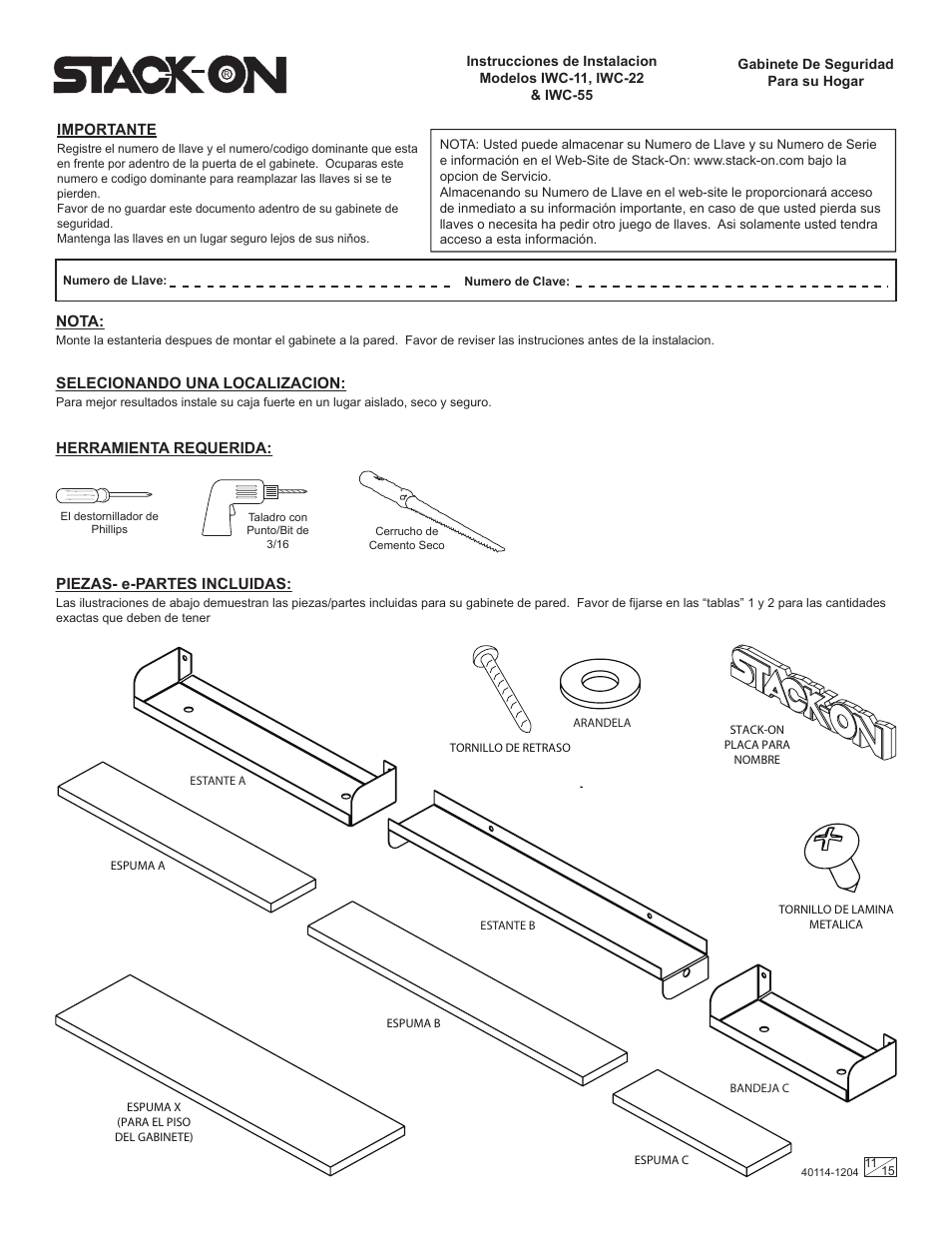 Stack-On IWC-11 User Manual | Page 11 / 15