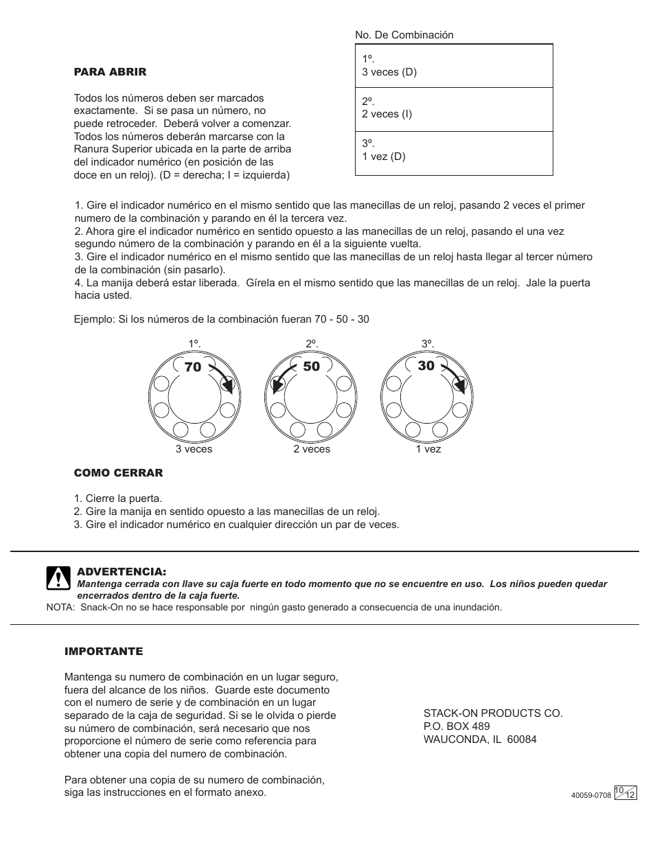 Stack-On GSXW-528 40059-0708 User Manual | Page 10 / 12