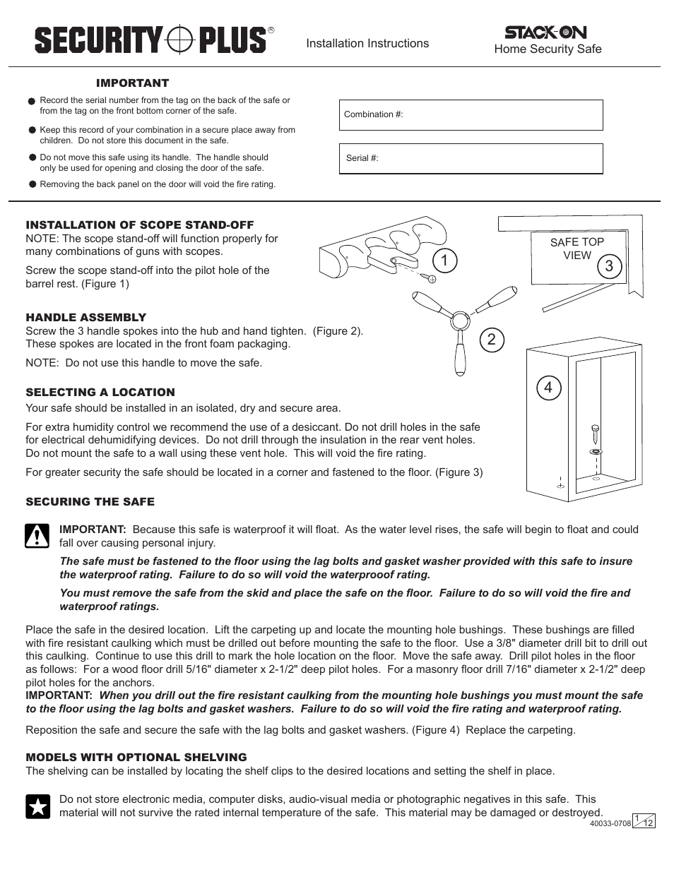 Stack-On GSXW-836 40033-0708 User Manual | 12 pages