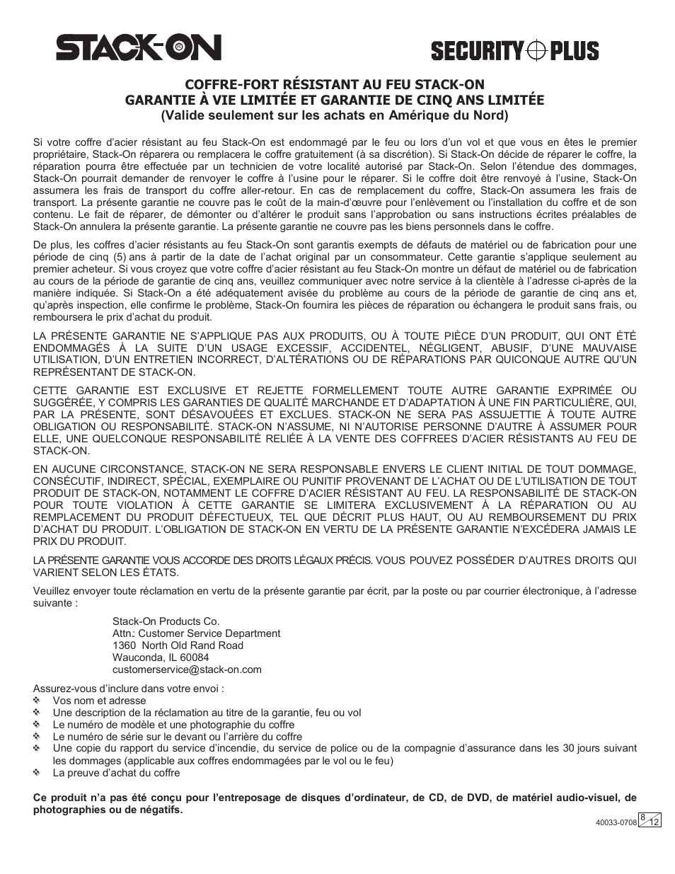 Stack-On GSXW-836 40033-0708 User Manual | Page 8 / 12