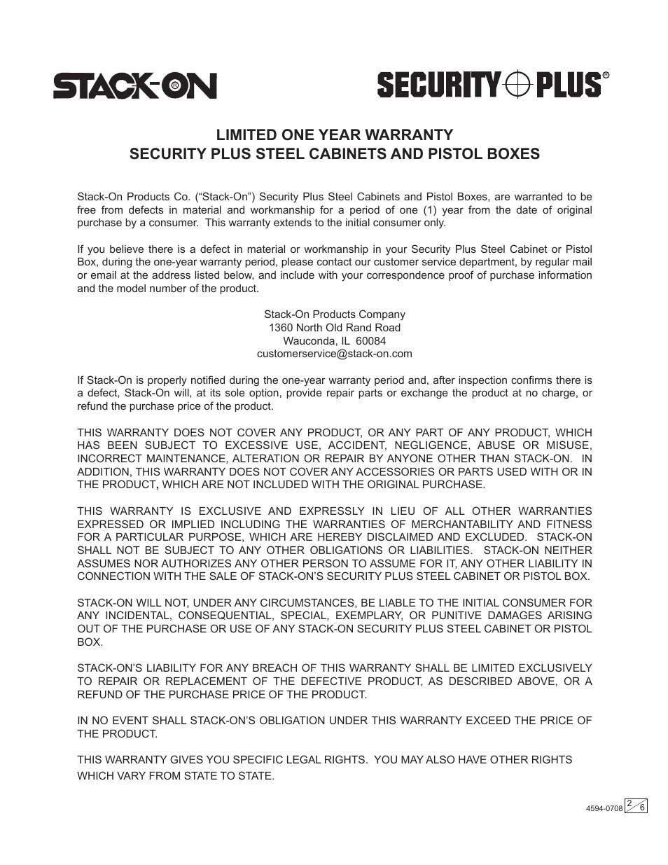 Stack-On PB-201 4594-0708 User Manual | Page 2 / 6