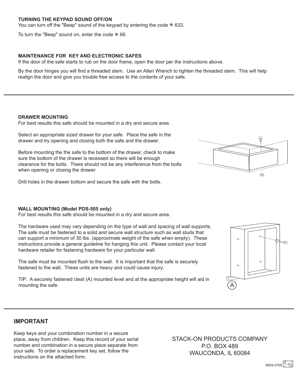 Stack-On PDS-500 9004-0708 User Manual | Page 2 / 12