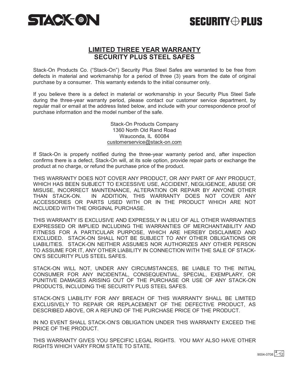 Stack-On PDS-500 9004-0708 User Manual | Page 4 / 12