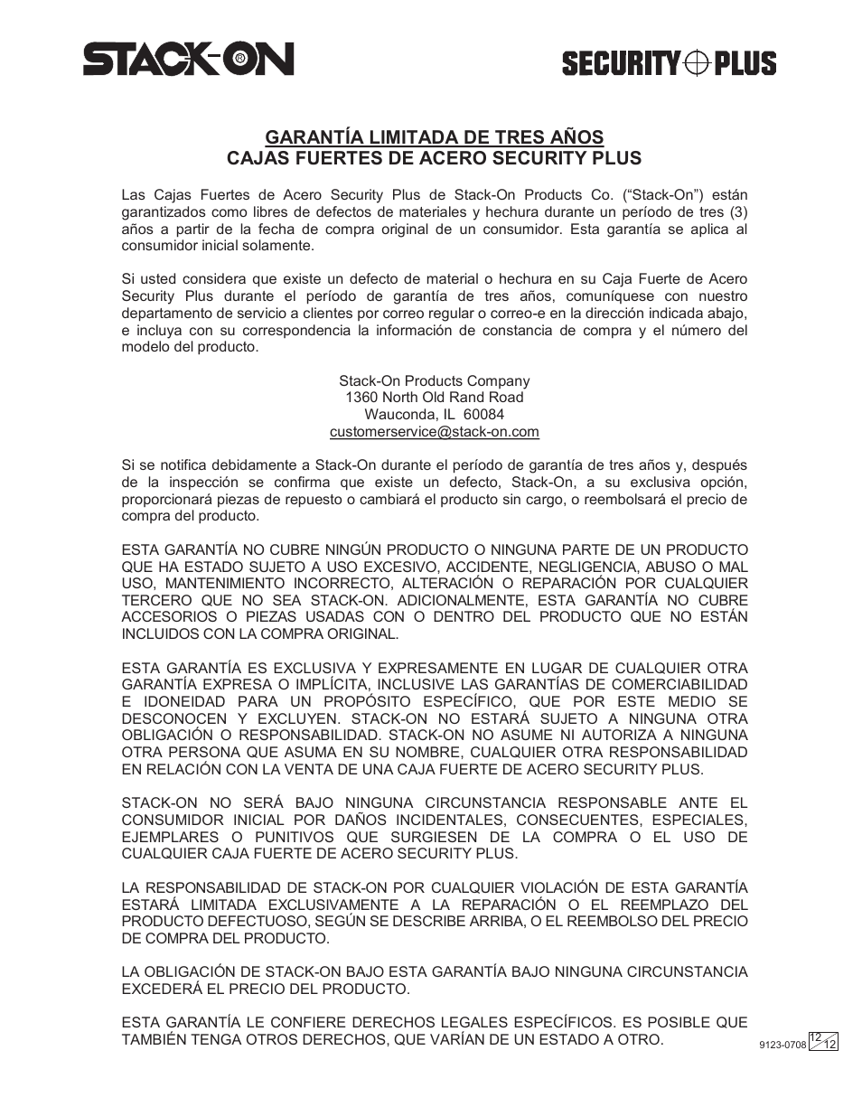 Stack-On PS-512 9123-0708 User Manual | Page 12 / 12