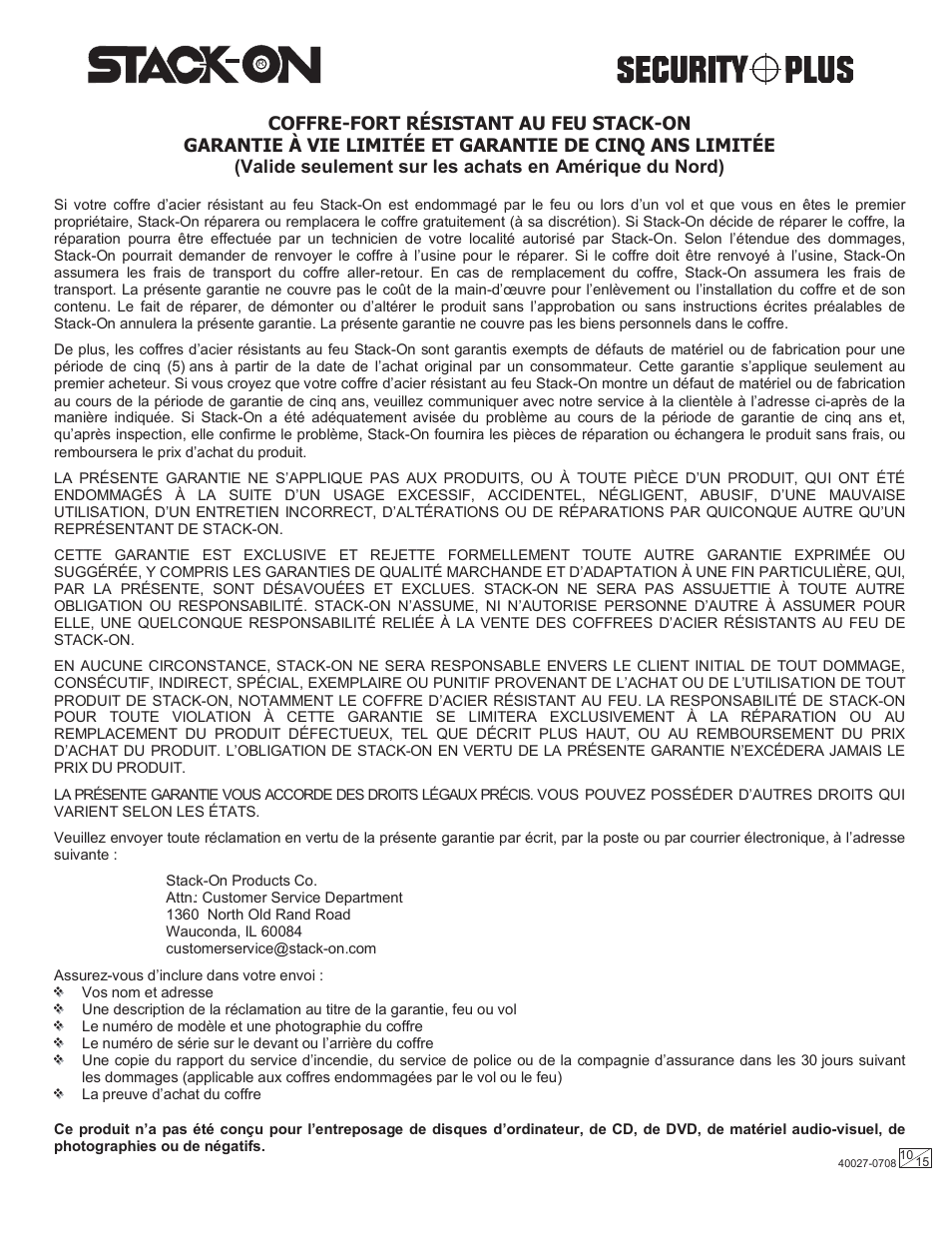 Stack-On PSF-809 40027-0708 User Manual | Page 10 / 15